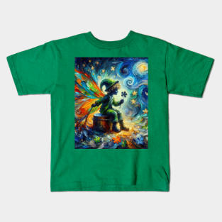 Shamrock Fairy in Starry Night Kids T-Shirt